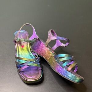 Girls Steve Madden Iridescent Strappy Sandals